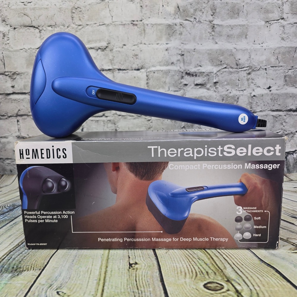 HoMedics Blue Handheld Percussion Massager Vibrating Wand PA-MWMT Works TESTED